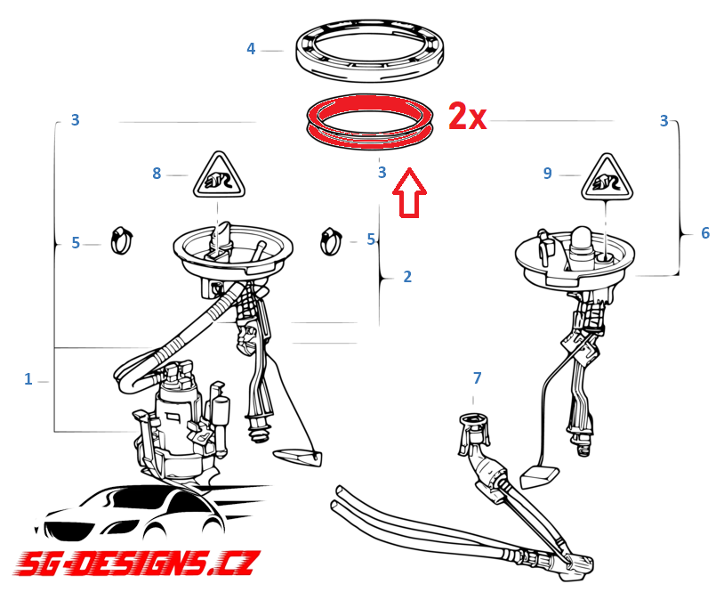 Těsnění palivové nádrže BMW