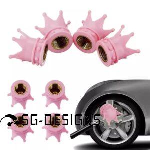 Krytky / čepičky ventilů kol růžová koruna - 4ks