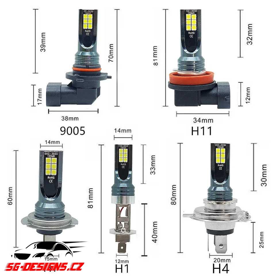 LED žárovky H8 / H11 ŽLUTÉ 3000K pro Mercedes Sprinter, Ford... - Obrázek 5